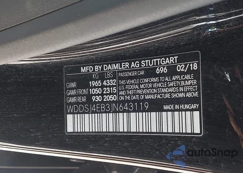 2018 Mercedes-Benz Cla 250 z USA, uszkodzony, nr VIN WDDSJ4EB3JN643119